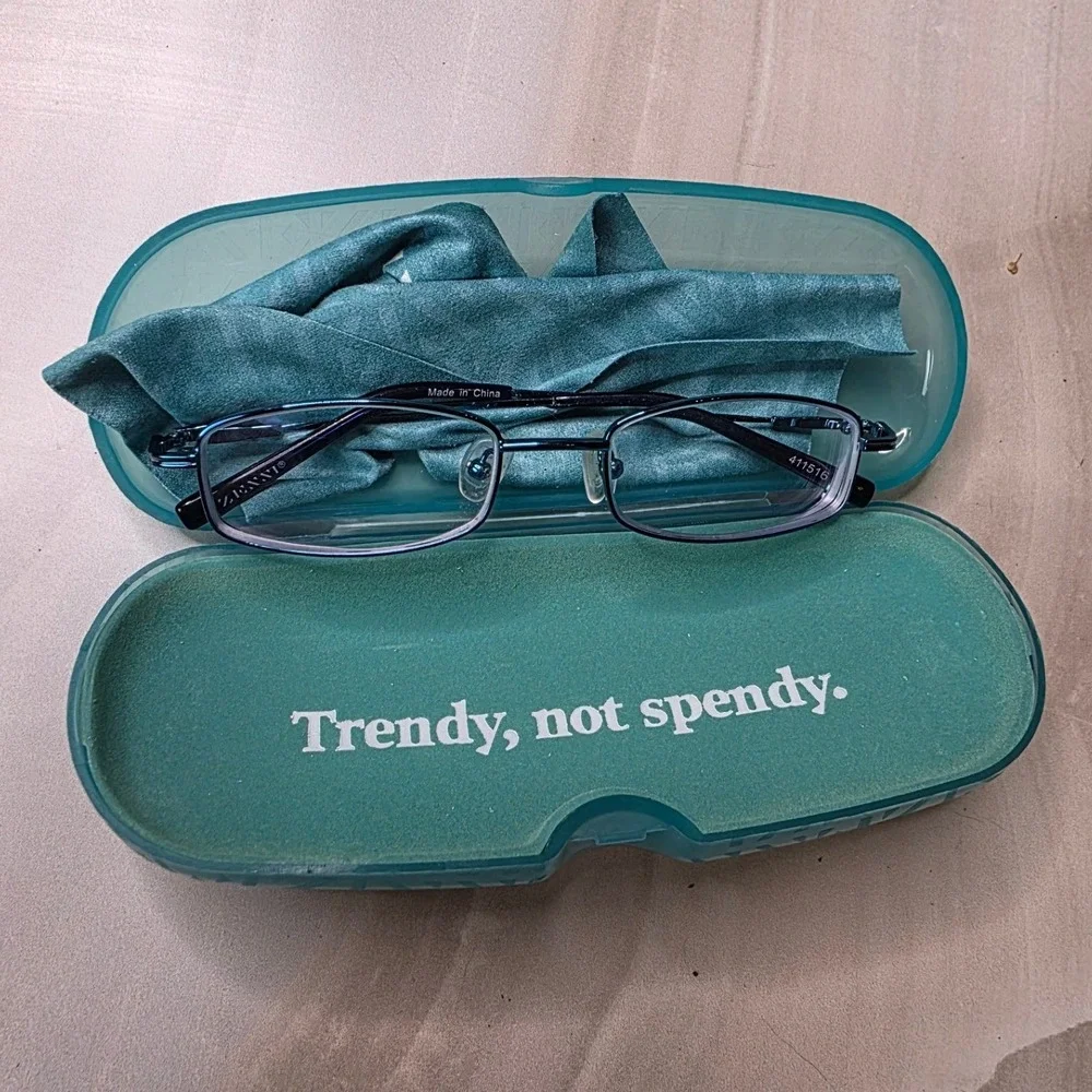 Zenni Optical 411516 Blue Rectangular Frames Only Full‎ Rim Frame with Case D1